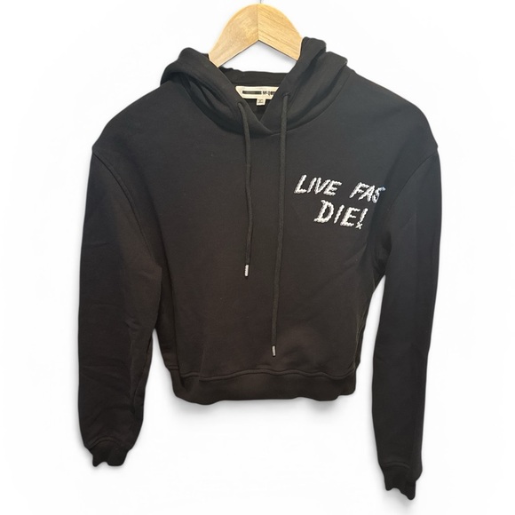 Alexander McQueen Tops - McQ Alexander McQueen “Live Fast Die” Hoodie Black Cropped